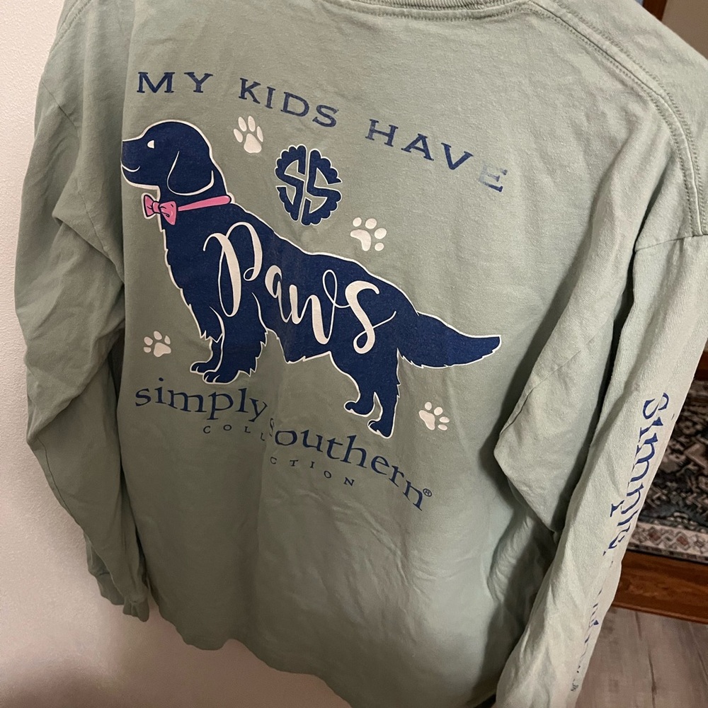 Simply Southern Sage Green Paws Long Sleeve Tee
